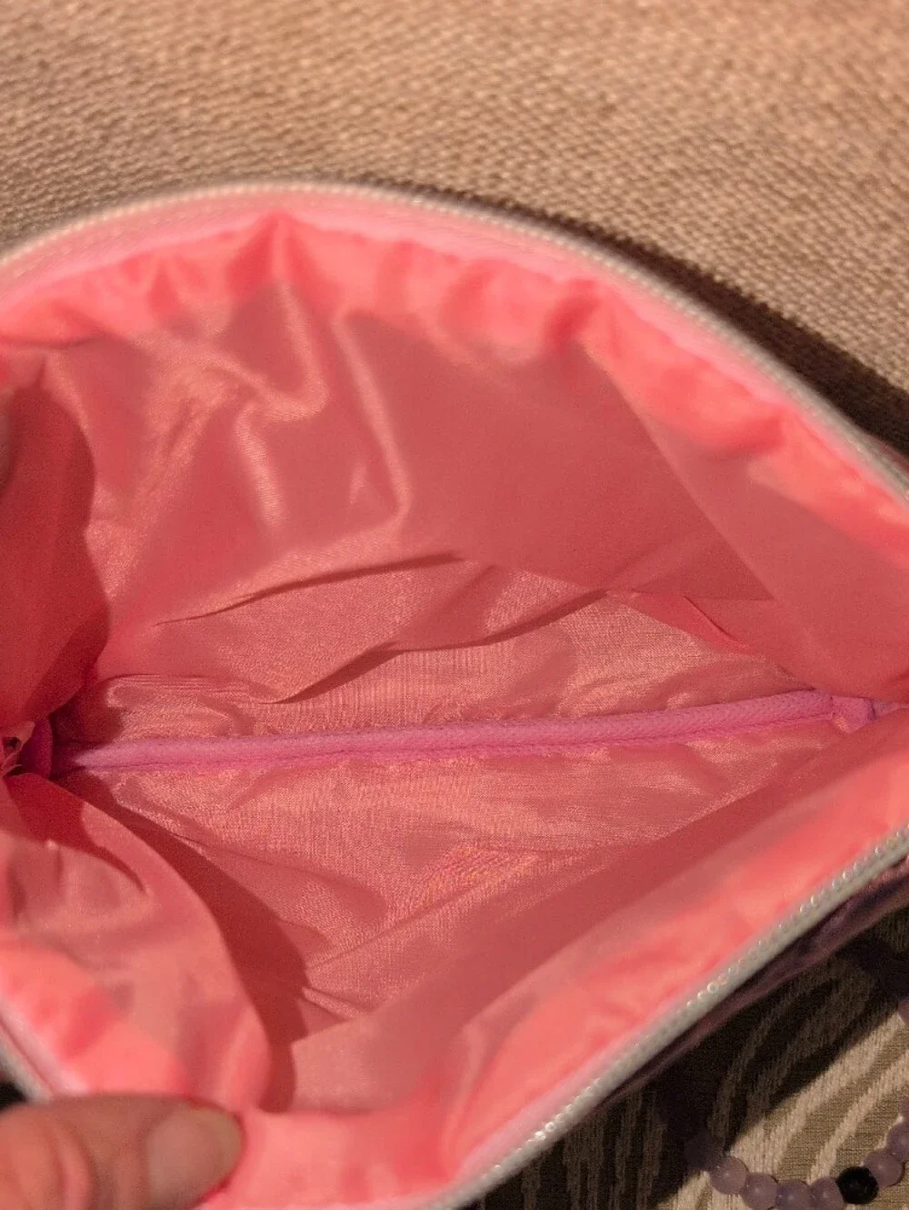 Metallic Pink Quilted Wristlet Pouch With Headband And 2 Kids Bracelets